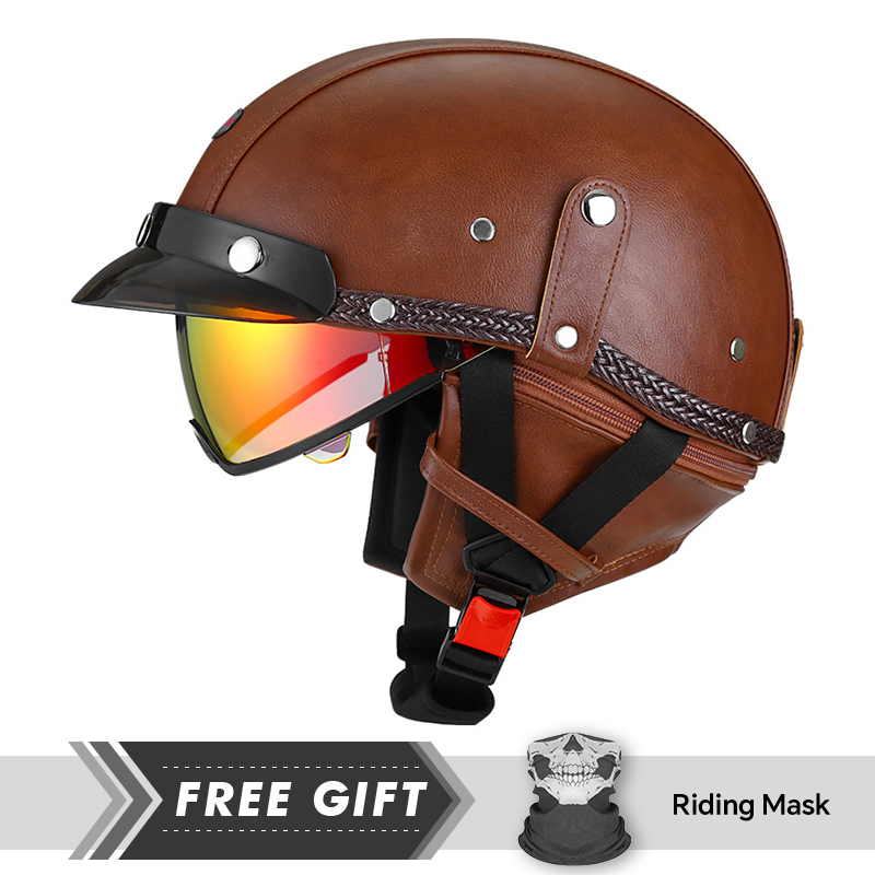 Motorcycle Gear Store - Взрослый Ретро Шлем Половина Лица DOT