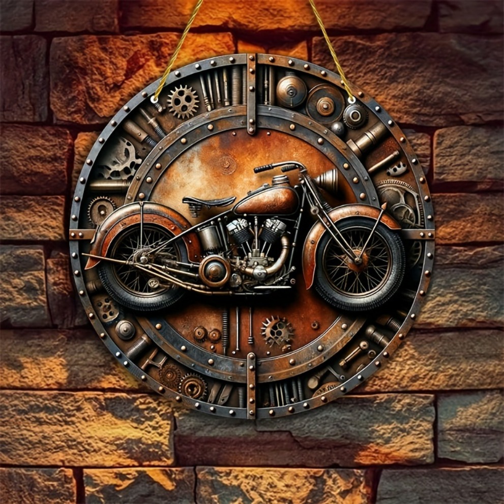 Металлическая круглая табличка – обзор и цена Motorcycle Gear Pattern